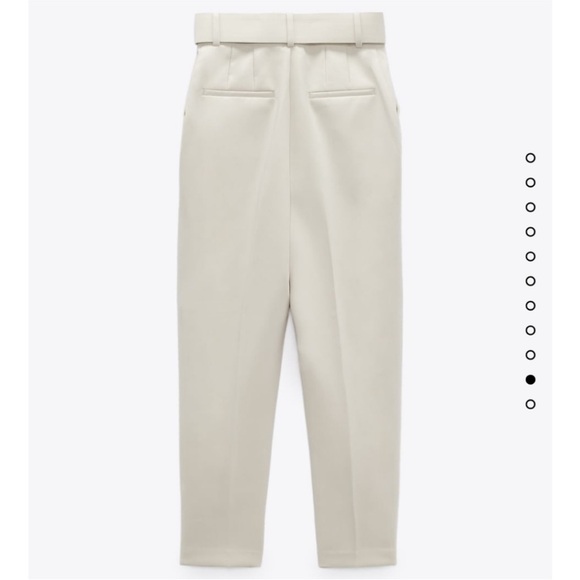 Zara Chic Ecru High Waist Straight Leg Trouser Pants Matching Lined Belt Size S - Picture 16 of 16